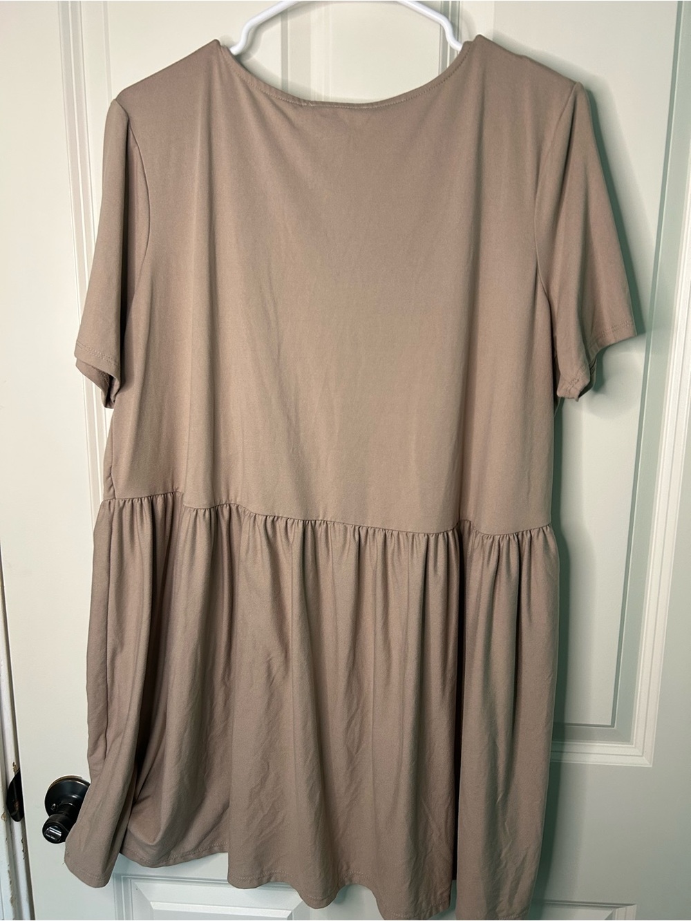 Zenana Taupe Scoop Neck Babydoll Top - Picture 5 of 8
